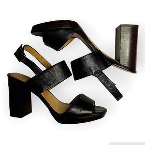 8.5 Banana Republic Black Leather Strappy Sandals with Chunky Heel